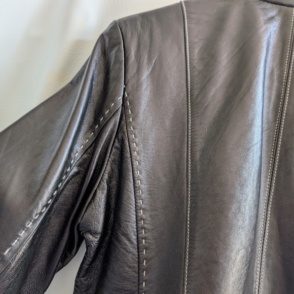 INC Black Leather Lined Jacket with Stitch Detailing - M - Picture 8 of 14